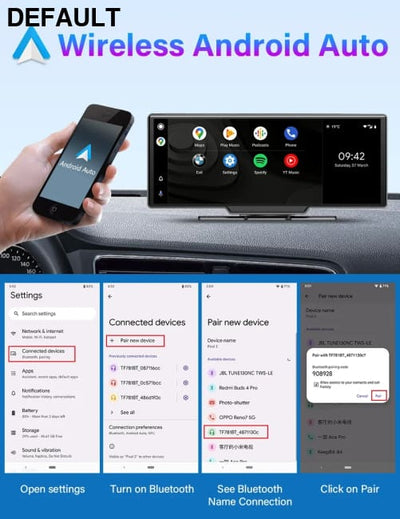 10.26’’ Dash Cam 4K Car Mirror Video Player Wireless Carplay Android Auto GPS Monitor Multimedia Rearview Camera
