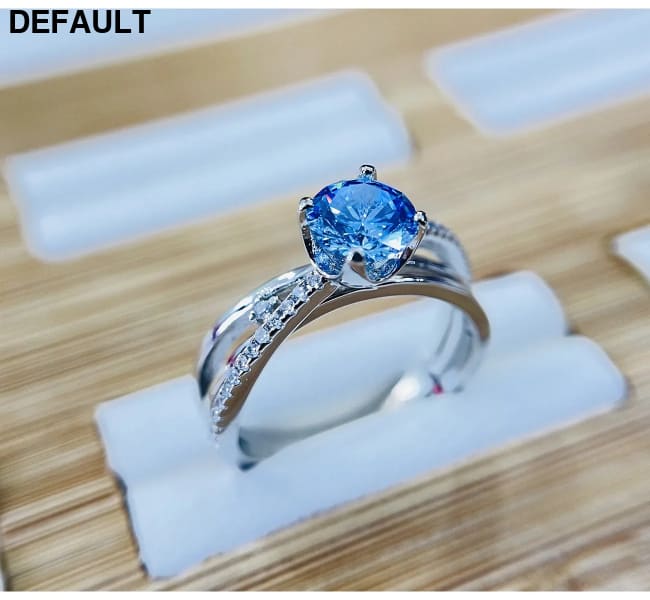 100% 18k Gold 1 Ct Bule Gemstone Diamond Rings Fine Jewelry for Women Luxury Gift Wedding Promise Engagement Best