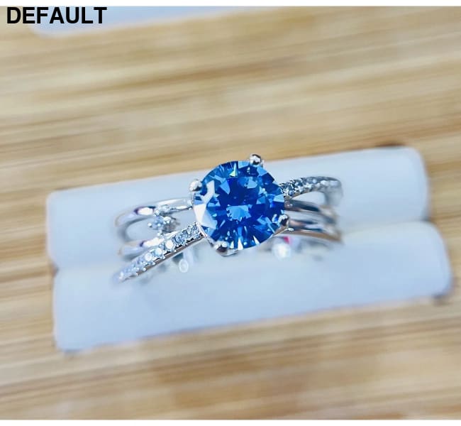 100% 18k Gold 1 Ct Bule Gemstone Diamond Rings Fine Jewelry for Women Luxury Gift Wedding Promise Engagement Best