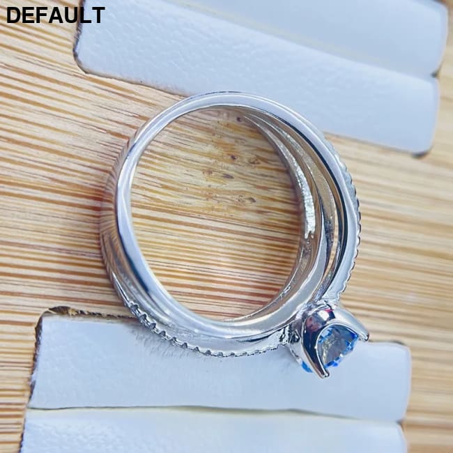 100% 18k Gold 1 Ct Bule Gemstone Diamond Rings Fine Jewelry for Women Luxury Gift Wedding Promise Engagement Best