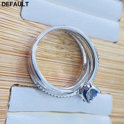 100% 18k Gold 1 Ct Bule Gemstone Diamond Rings Fine Jewelry for Women Luxury Gift Wedding Promise Engagement Best