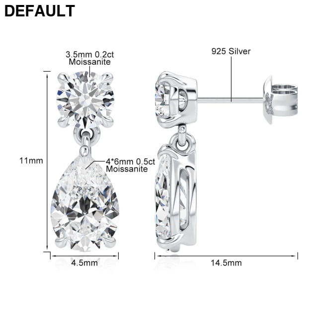 Real Moissanite Earrings and Women Lab Diamond Jewelry in 925 Silver Rhodium plated / Sterling