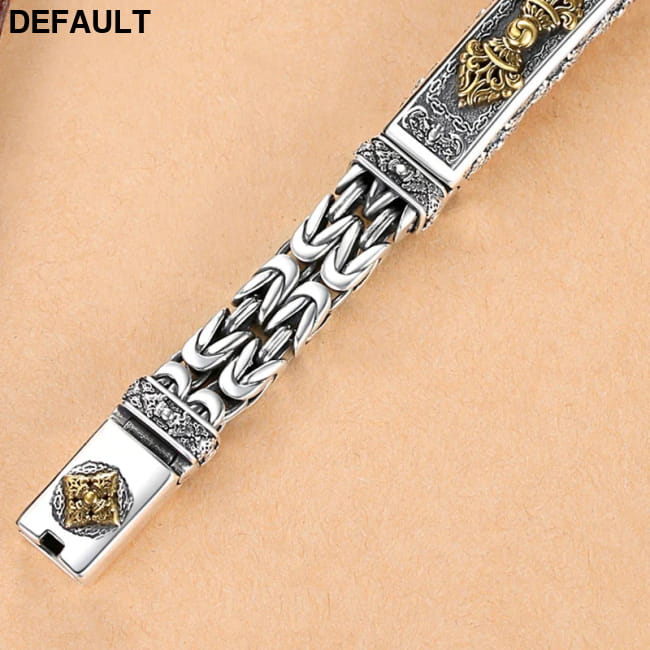 Real Solid S925 Silver Retro Hipster Men’s Bracelet with Peace Pattern Men Bracelets