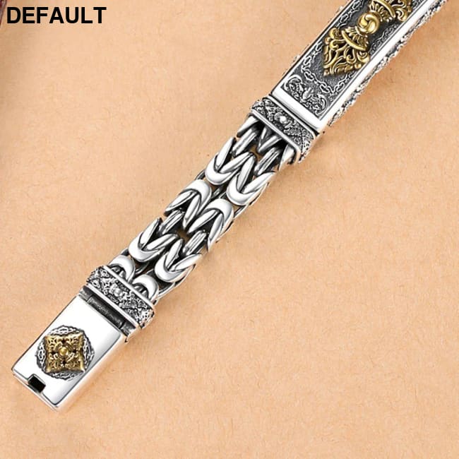 100% Real Solid S925 Silver Retro Hipster Men’s Bracelet Creative Personality Hand Jewelry Diamond Pestle Peace Pattern
