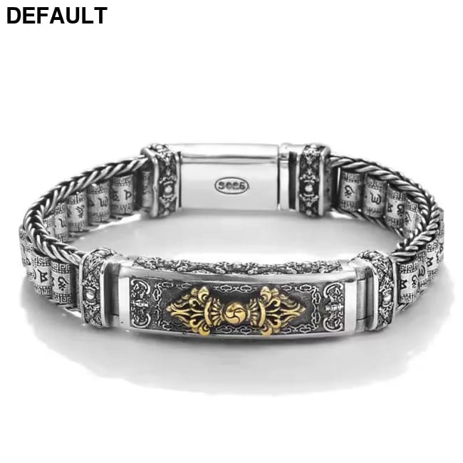 100% Real Solid S925 Silver Retro Hipster Men’s Bracelet Creative Personality Hand Jewelry Diamond Pestle Peace Pattern