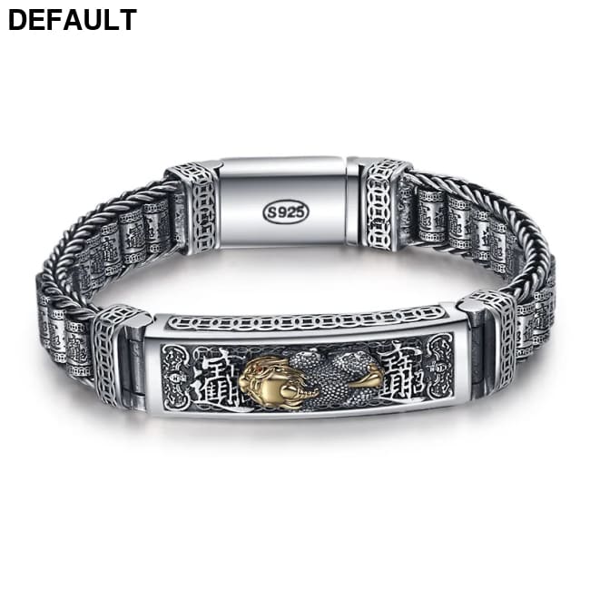 100% Real Solid S925 Silver Retro Hipster Men’s Bracelet Creative Personality Hand Jewelry Diamond Pestle Peace Pattern