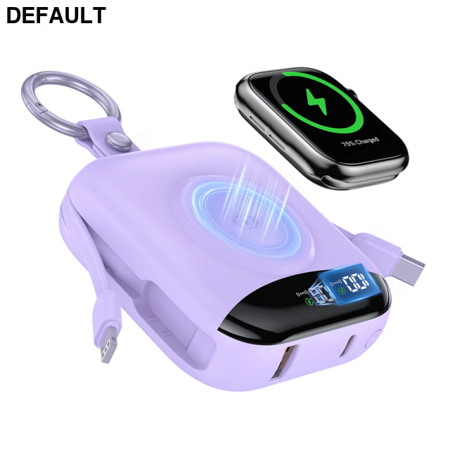 10000mAh Portable Charger Built-in 2 Cables (Type-C & Purple Best Selling Products