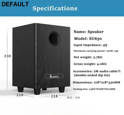 100W Wooden Desktop Passive Heavy Duty Subwoofer 6.5 Inch Horn Caixa De Som Need To Match Home Amp Or Powered Speakers