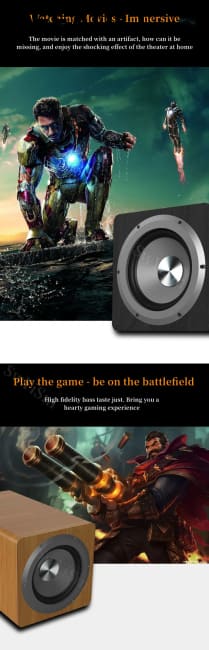 100W Wooden Desktop Passive Heavy Duty Subwoofer 6.5 Inch Horn Caixa De Som Need To Match Home Amp Or Powered Speakers