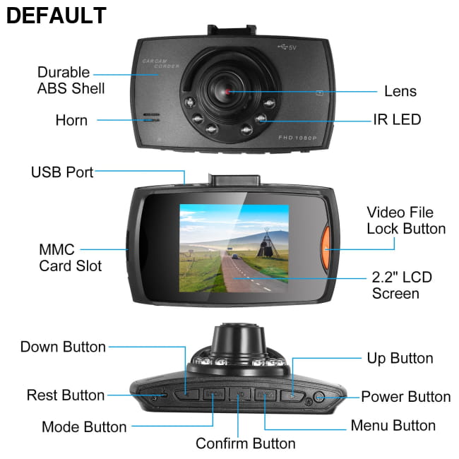 1080p Car DVR Dash Cam Camcorder with Loop Recording and Night Vision Black Cameras Electronics