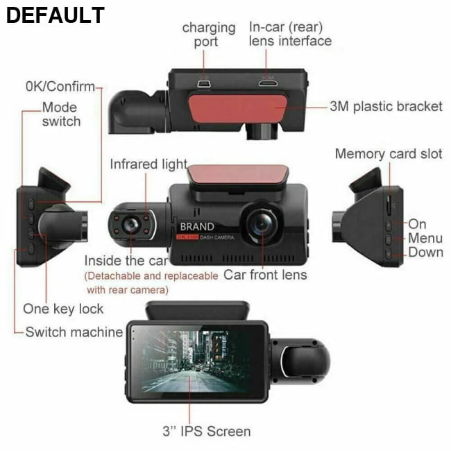 1080P Dual Lens Car DVR Dash Cam Video Recorder G-Sensor Cameras
