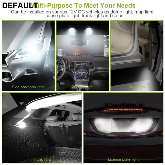 10Pcs 12V T10 LED Light Bulb Wedge Base Interior Dome Map White Car Accessories Electronics