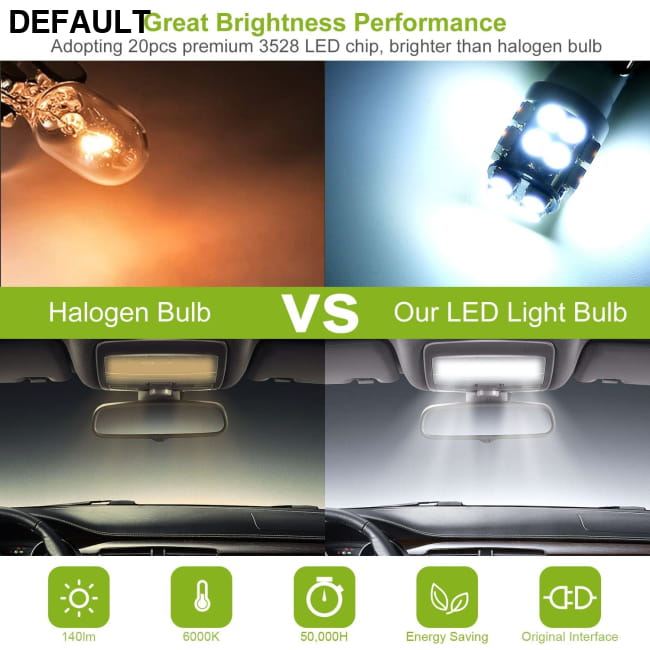 10Pcs 12V T10 LED Light Bulb Wedge Base Interior Dome Map White Car Accessories Electronics