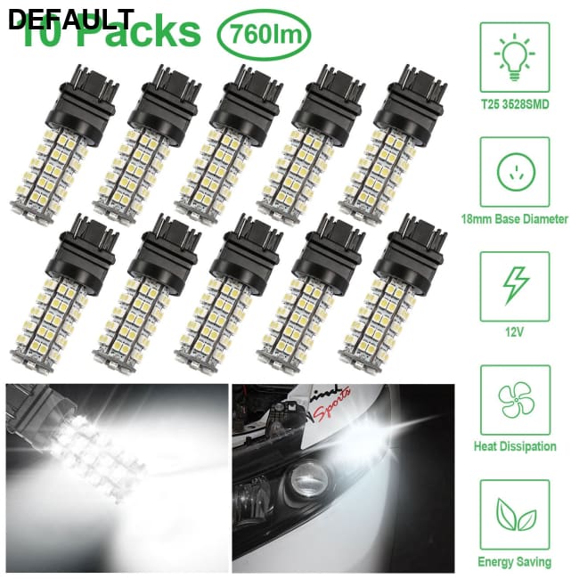 10Pcs/Kit LED Car Light Bulbs 760lm T25 3528SMD 6000K Pure White Auto Lamps Replacement Black Accessories Motor Vehicle