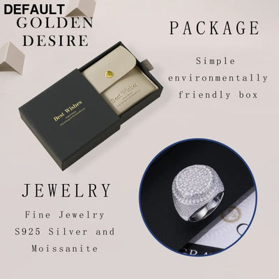 11.9 CTW Hip Hop Statement Moissanite Diamond Ring for Men 18K Gold Plated S925 Sterling Silver with Bold Urban Luxury