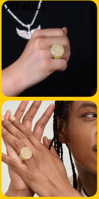 11.9 CTW Hip Hop Statement Moissanite Diamond Ring for Men 18K Gold Plated S925 Sterling Silver with Bold Urban Luxury