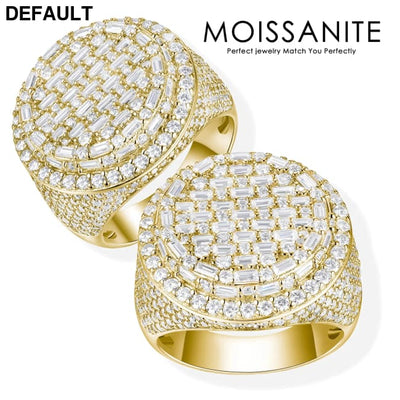 11.9 CTW Hip Hop Statement Moissanite Diamond Ring for Men 18K Gold Plated S925 Sterling Silver with Bold Urban Luxury