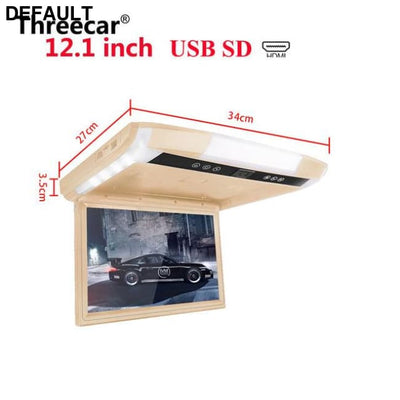 12 inch Monitor 1080P Video HD Digital TFT Screen Widescreen Ultra-thin Mounted Car Roof Player HDMI AV FM USB SD MP5