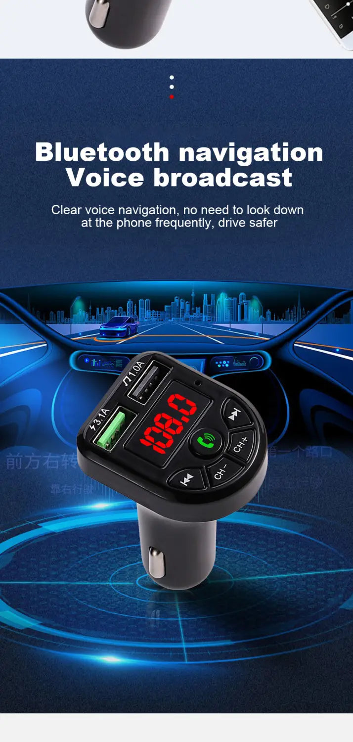 Car mp3 BTE5 Bluetooth Receiver E5 MP3 FM Transmitter Hands-free Call