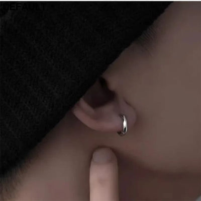 12MM Hoops Earrings For Men Jewelry Personality 925 Sterling Silver Male Party Accessories