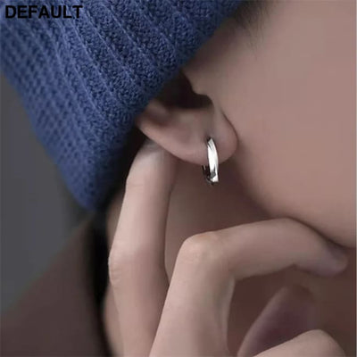 12MM Hoops Earrings For Men Jewelry Personality 925 Sterling Silver Male Party Accessories