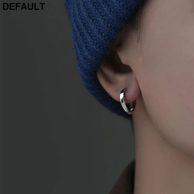 12MM Hoops Earrings For Men Jewelry Personality 925 Sterling Silver Male Party Accessories