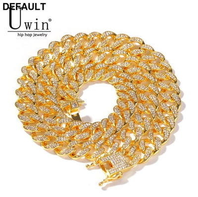 13mm Cuban Miami Link Rhinestones Necklace Chain Full Bling Punk Choker Charms Hiphop Jewelry Men Necklaces Sterling