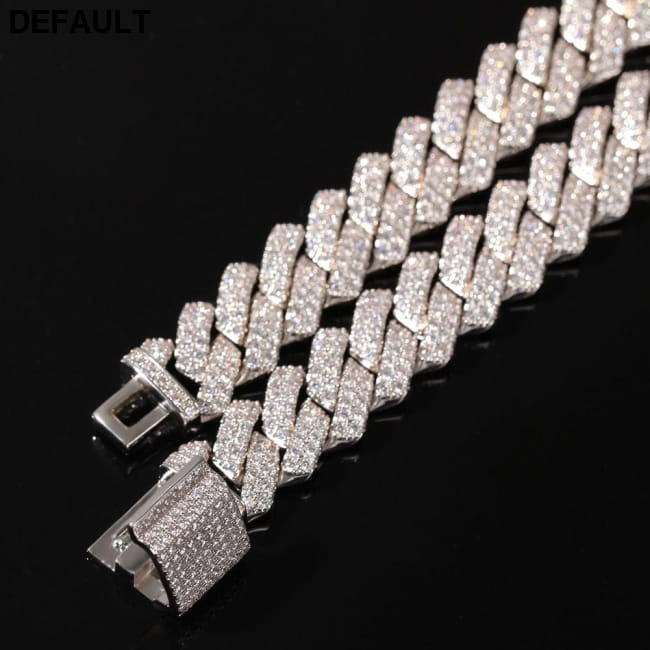 13mm Micro Pave Prong Cuban Chain Necklaces Fashion Hiphop Men Sterling Silver