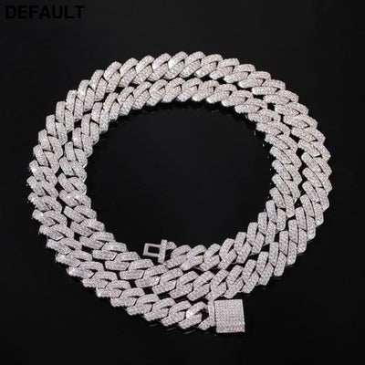 13mm Micro Pave Prong Cuban Chain Necklaces Fashion Hiphop Full Iced Out Cubic Zirconia Jewelry For Men Women Sterling