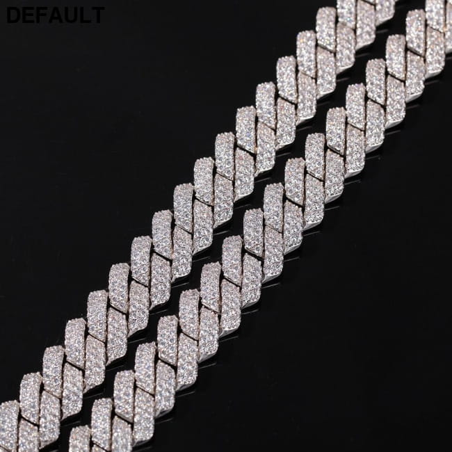 13mm Micro Pave Prong Cuban Chain Necklaces Fashion Hiphop Men Sterling Silver