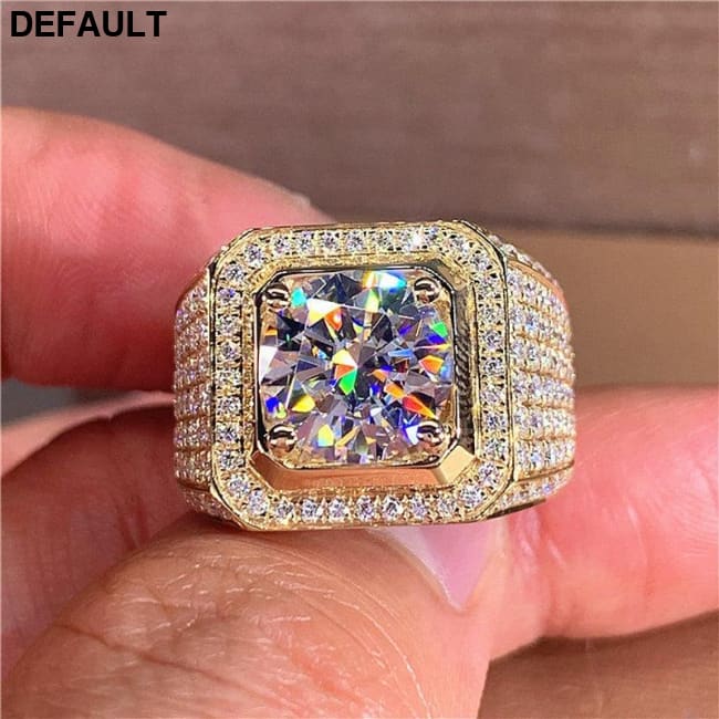 14K Gold Solitaire Male 2ct Lab Diamond Moissanite Ring 925 sterling silver Jewelry Engagement Wedding band Rings