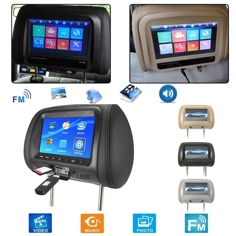 Universal 7 Inch Car Headrest MP5 Monitor USB SD FM Player