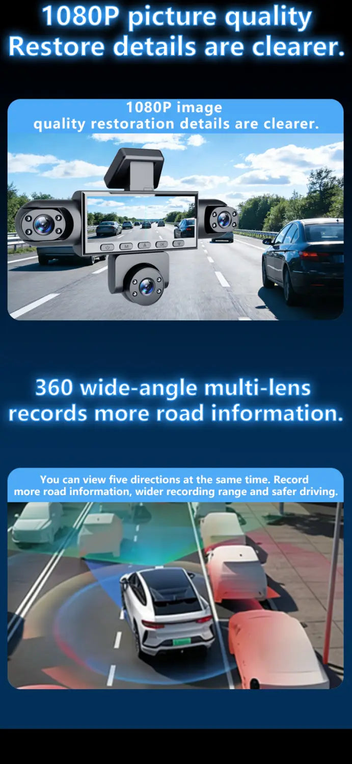 Five Camera Driving Recorder 1080P High-definition Night