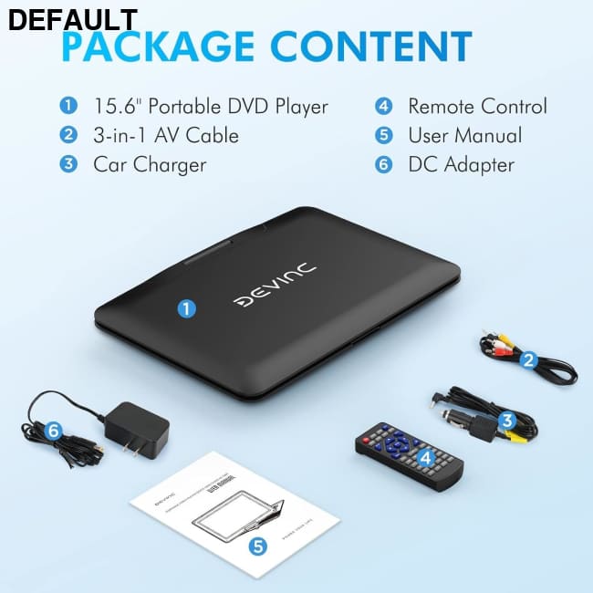 17.9’’ Portable DVD Player with 15.6’’ HD Swivel Screen Support Multiple CD Formats/USB/SD Card/Sync TV 6 Hours