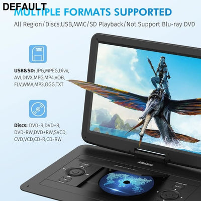 17.9’’ Portable DVD Player with 15.6’’ HD Swivel Screen Support Multiple CD Formats/USB/SD Card/Sync TV 6 Hours
