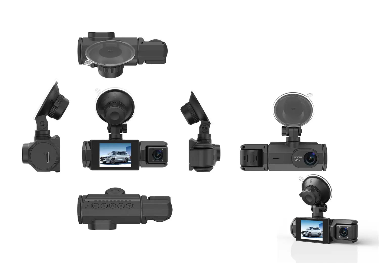 HD 1080p Driving Recorder Three-lens Same Display
