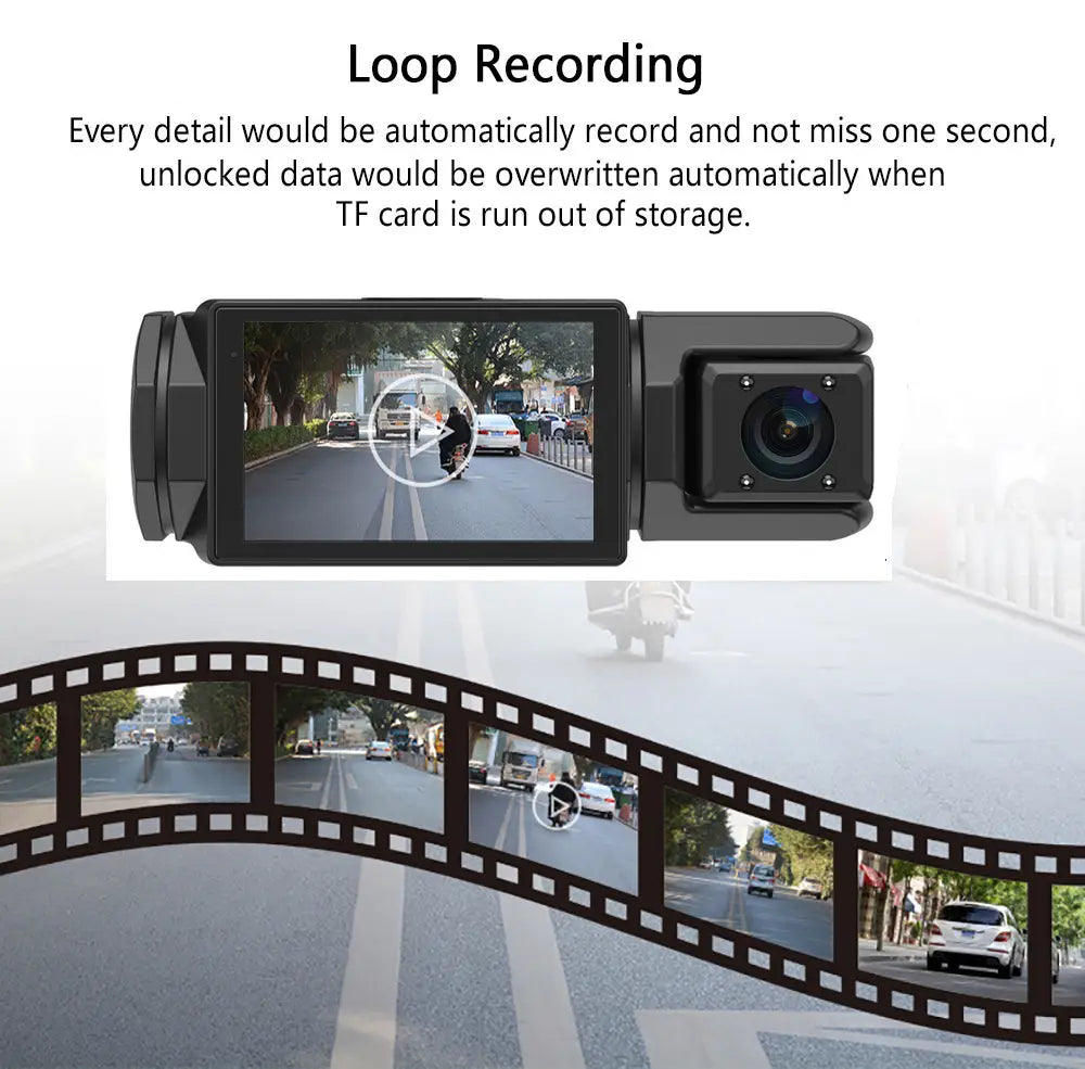HD 1080p Driving Recorder Three-lens Same Display