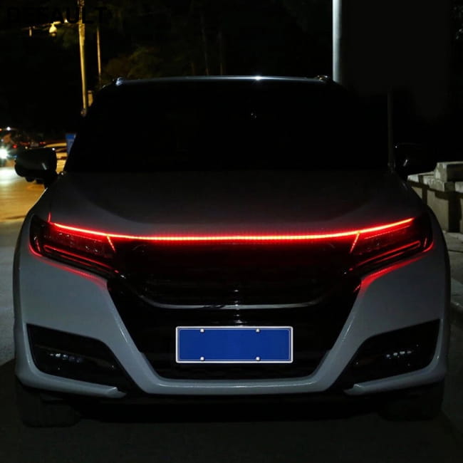 180cm 12V Car Waterproof Hood LED Daytime Running Decorative Flexible Light Red Accessories Bars