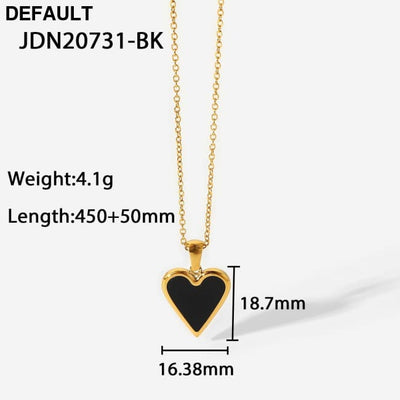 18k Gold & Shell Love Pendant Necklace - Green Malachite Black - Elegant Titanium Steel Jewelry for Women Sterling