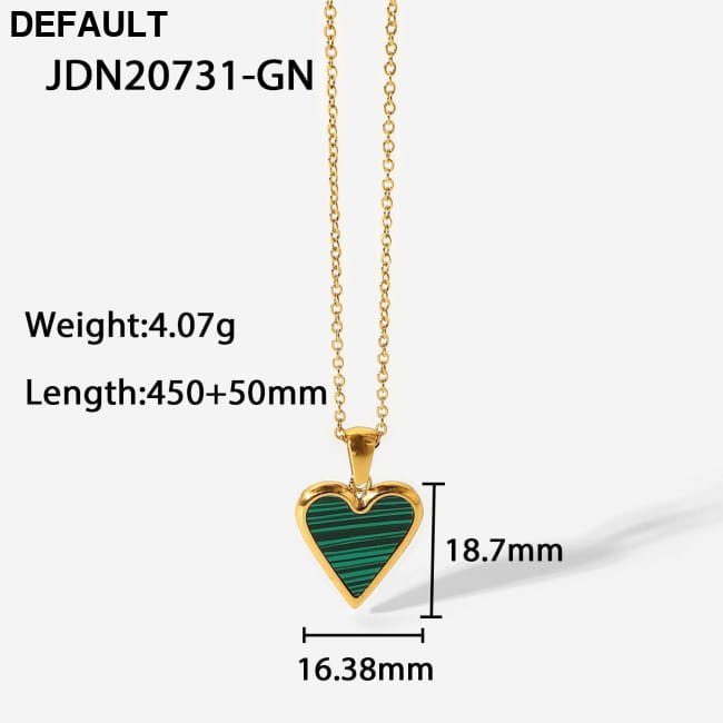 Elegant Green Malachite and Shell Love Pendant Titanium Steel Necklace Sterling Silver Necklaces Eaux De Toilette