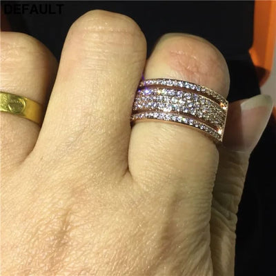 18K Rose Gold Lab Diamond Ring 925 Sterling Silver Engagement Wedding Rings for Women Men Vintage Party Jewelry Gift