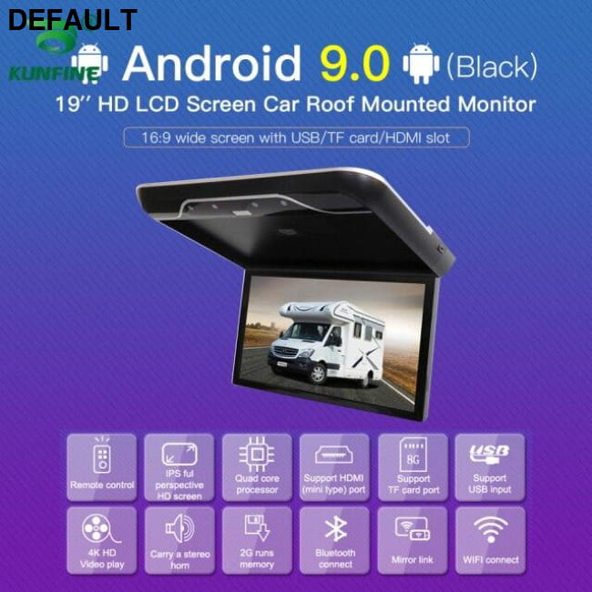 19 Inch Display Digital Android 9.0 Car Roof Monitor LCD Flip Down Screen Black Ceiling & Headrest Monitors Electronics