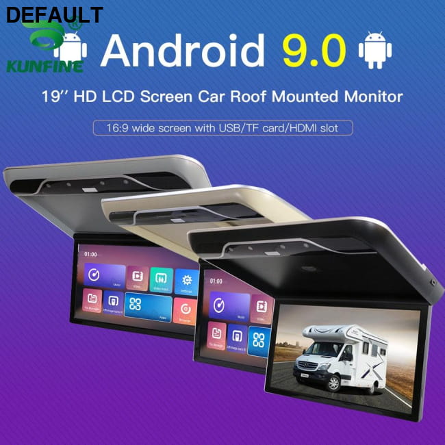 19 Inch Display Digital Android 9.0 Car Roof Monitor LCD Flip Down Screen Ceiling & Headrest Monitors Electronics