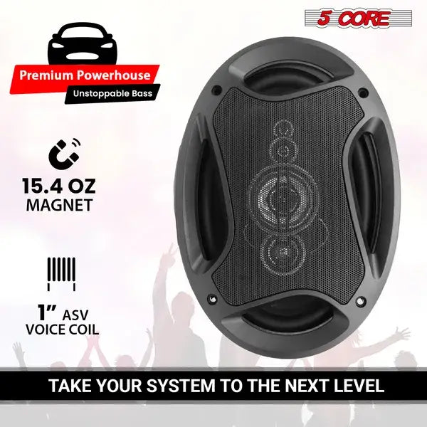 5Core 6x9 Car Speaker 800W 4Ohm 2 Way Coaxial W Super Tweeter Universal Fit For Vehicle