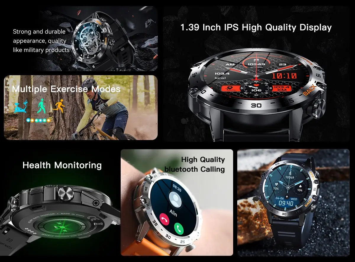K52 Bluetooth Call Smart Watch Ultra Long Standby Heart Rate Blood Oxygen Outdoor Three Defense Sports