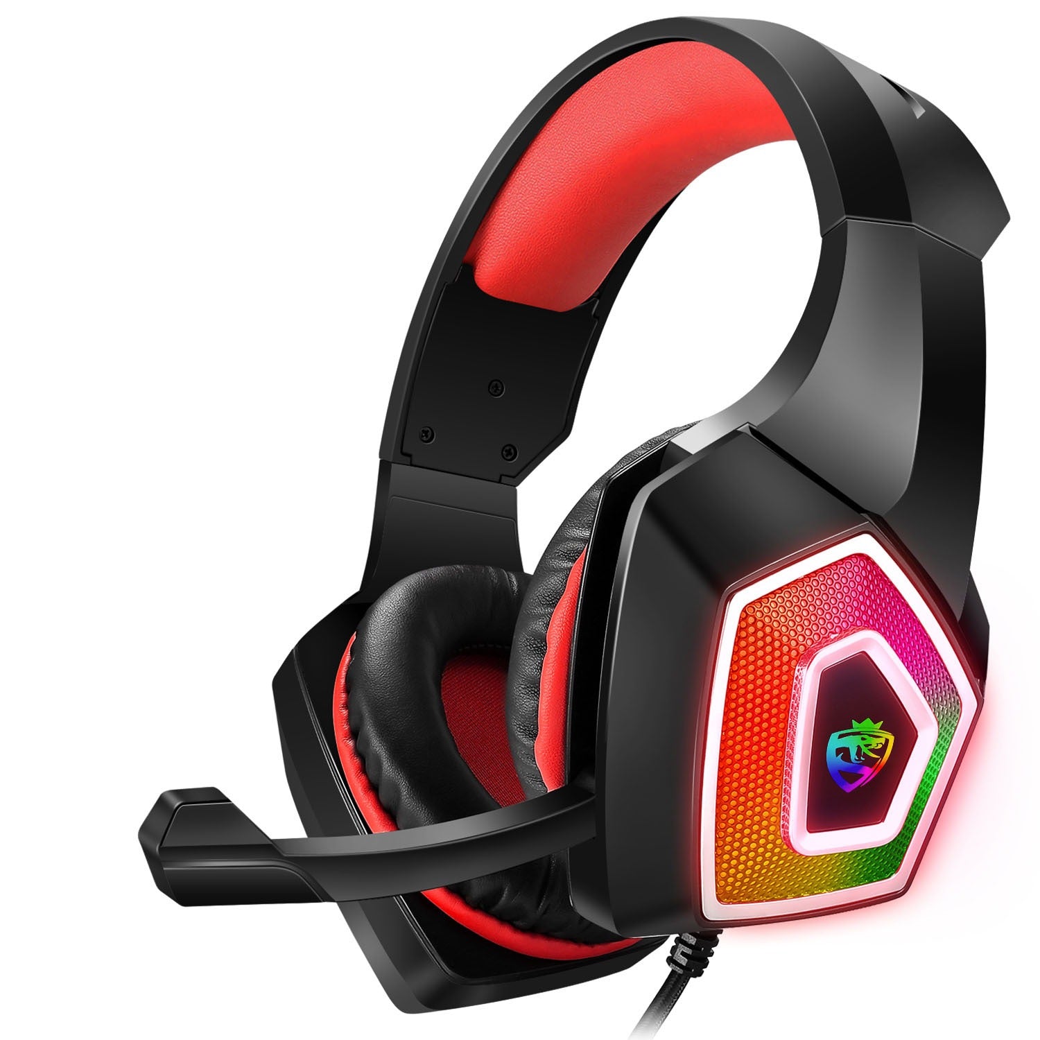 Head mounted gaming headphones colorful RGB wired computer game controller Black and Red Wired Headphones Best Selling