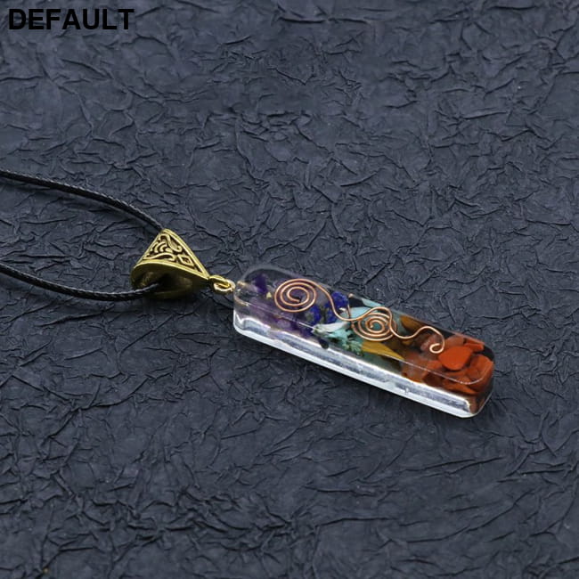 7 Chakra Crystalized Pendant Jewelry on Leather Lanyard Men Necklaces Sterling Silver