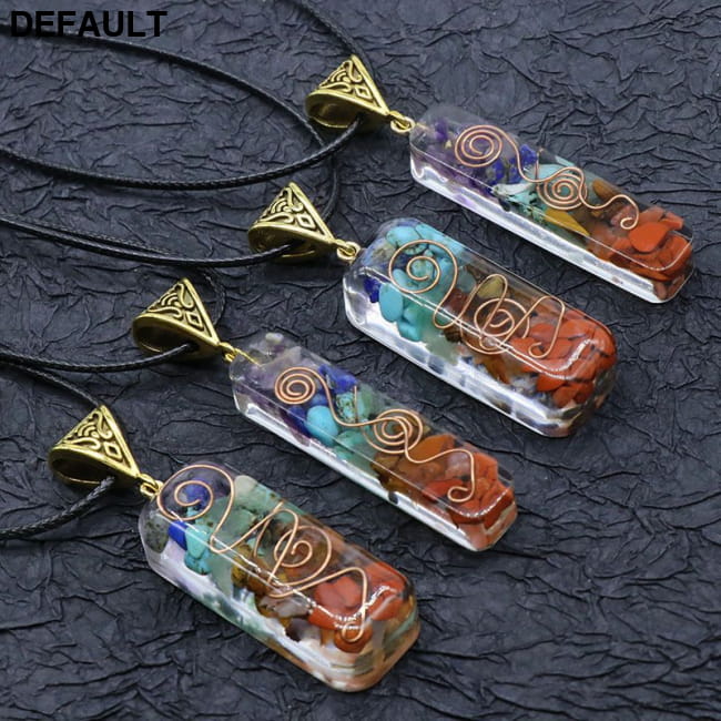 7 Chakra Crystalized Pendant Jewelry on Leather Lanyard Men Necklaces Sterling Silver