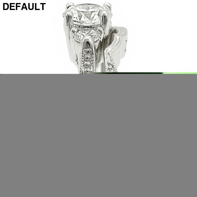 1W002 - Rhodium Brass Ring with AAA Grade CZ in Clear 5 Sterling Silver Rings