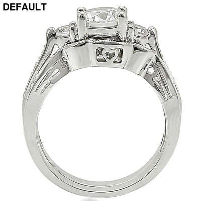 1W002 - Rhodium Brass Ring with AAA Grade CZ in Clear 5 Sterling Silver Rings